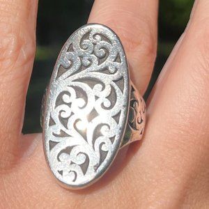 Lois Hill Silver Scroll Saddle Ring